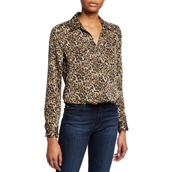 Equipment Brett Leopard Print Button Down Top - Picture 1 of 6